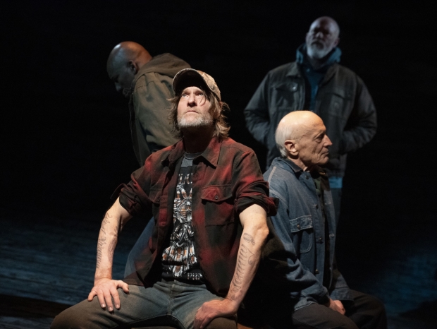 Ezra Knight, Michael Laurence, Thomas Kopache, and Michael Gaston in a scene from Coal Country, running through March 29 at the Public Theater. 