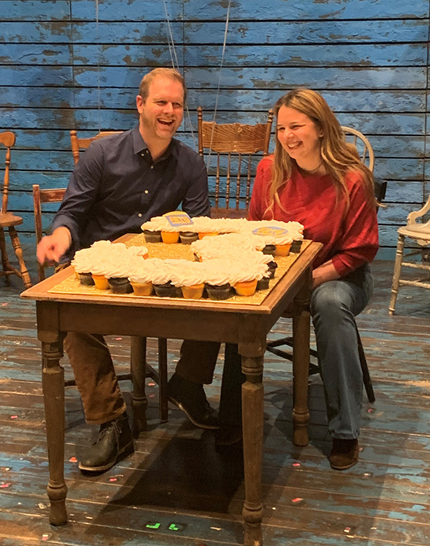 Come From Away writers David Hein and Irene Sankoff celebrate their show&#39;s third anniversary.