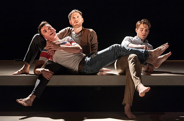 Samuel H. Levine, Kyle Soller, and Andrew Burnap star in The Inheritance on Broadway, reprising roles they originated in London.