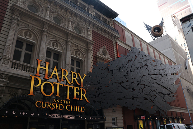 The Harry Potter and the Cursed Child marquee at the Lyric Theatre.