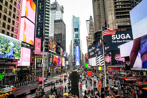 Times Square during the coronavirus Broadway shutdown. 