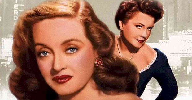 Bette Davis and Anne Baxter appear in a show poster for All About Eve.