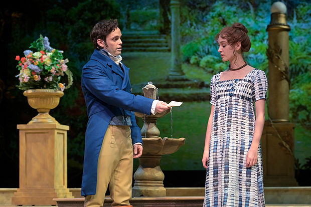 Justin Mortelliti as Mr. Darcy and Mary Mattison as Elizabeth Bennett in Pride and Prejudice.