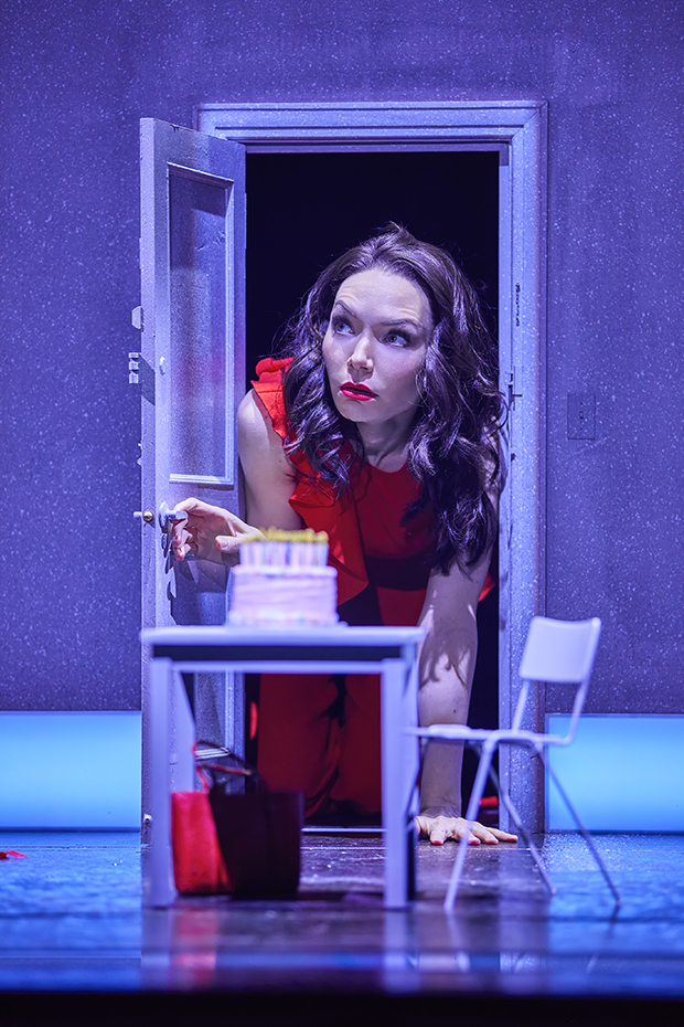 Katrina Lenk as Bobbie with a cake, which happens to be one of Terence Archie&#39;s main quarantine snacks.