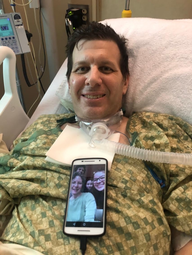 Edward Pierce a day after being released from the ICU, talking to his family for the first time on FaceTime. 