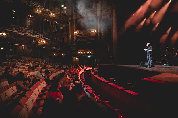 Andrew Lloyd Webber on stage at the London Palladium on July 23.