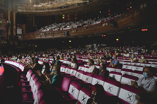 The London Palladium with distance markers on the seats.