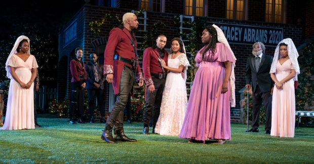 Grantham Coleman and Danielle Brooks star in the Shakespeare in the Park production of Shakespeare&#39;s Much Ado About Nothing.
