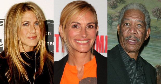 Jennifer Aniston, Julia Roberts, and Morgan Freeman