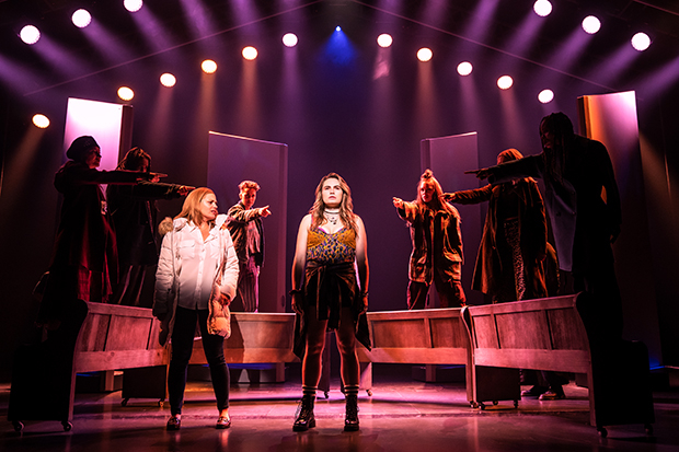 Kathryn Gallagher (center) in Jagged Little Pill on Broadway