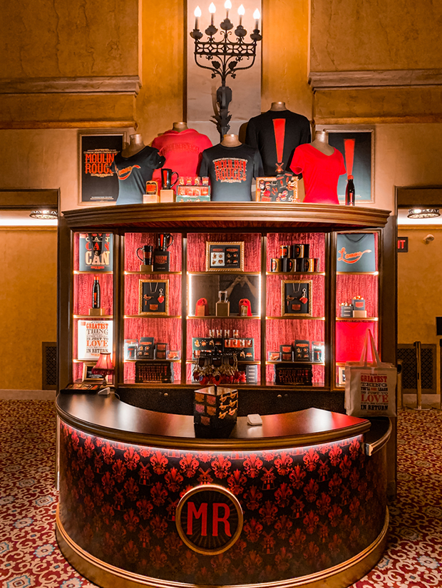 The Moulin Rouge! merchandise display booth