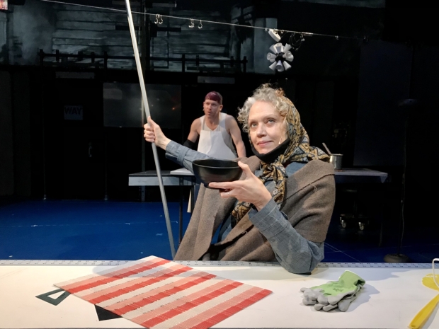 Ari Fliakos and Kate Valk star in The Wooster Group&#39;s new production of Bertolt Brecht&#39;s The Mother. 