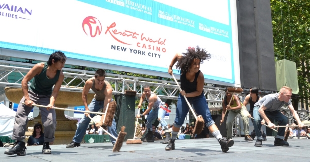 The cast of Stomp at New York&#39;s Bryant Park in 2016.