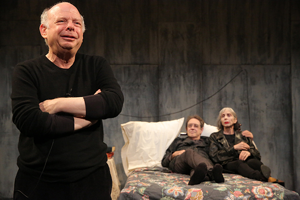 Wallace Shawn, Larry Pine, and Deborah Eisenberg in The Designated Mourner at the Public Theater in 2013
