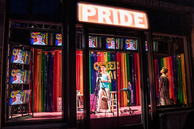 Cody Sloan and Bianca Norwood star in MJ Kaufman&#39;s Wild Pride from Seven Deadly Sins, directed by Moisés Kaufman, at various storefronts in the Meatpacking District.