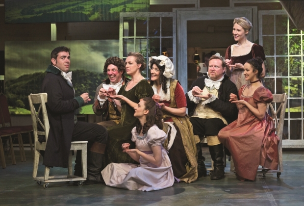 The cast of Bedlam&#39;s production of Sense and Sensibility, adapted by Kate Hamill. 