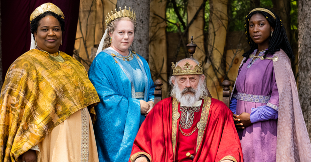 MaConnia Chesser, Jennie M. Jadow, Christopher Lloyd, and Jasmine Cheri Rush in King Lear