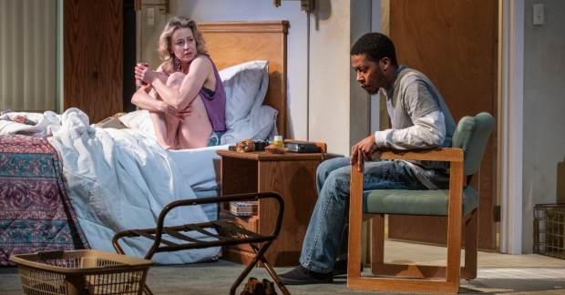 Carrie Coon and Namir Smallwood in Steppenwolf&#39;s 2020 production of Bug, returning to the stage this November.