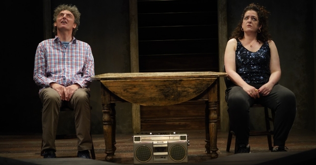 John Keating and Maeve Higgins in Kevin Barry&#39;s Autumn Royal, directed by Ciarán O'Reilly, at Irish Repertory Theatre.