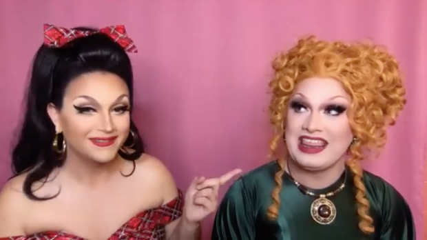 DeLa points as Jinkx relives her rage over being corrected from the audience.