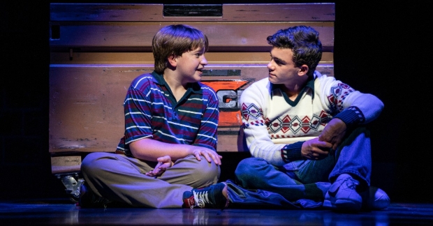 Holden William Hagelberger as Trevor, and Sammy Dell as Pinky in Trevor, a new musical written by Dan Collins and Julianne Wick Davis and directed by Marc Bruni at Stage 42.