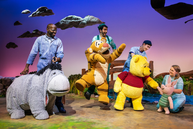 Emmanuel Elpenord, Chris Palmieri, Jake Bazel, and Kirsty Moon appear in Winnie the Pooh: The New Musical Adaptation at Theatre Row.