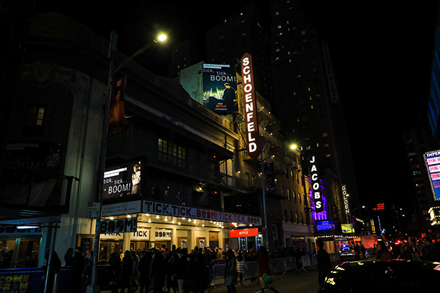 The marquee at the Schoenfeld Theatre