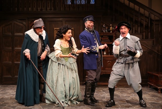 Reg Rogers, Jennifer Sánchez, Manoel Felciano, and Carson Elrod appear in The Alchemist at New World Stages.