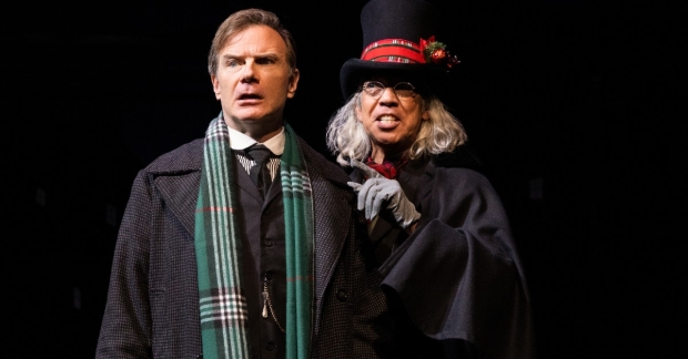 Drew McVety and Thom Sesma in A Sherlock Carol, written and directed by Mark Shanahan, at New World Stages.