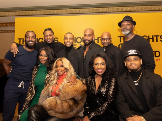 Tasha Smith, Mary J. Blige, and Sheryl Lee Ralph with the cast of Thoughts of a Colored Man.