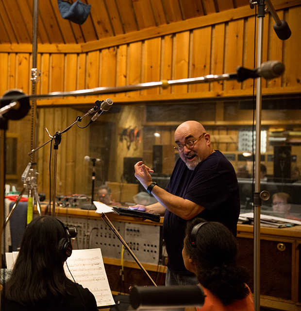 Michael Starobin during a recording session of The Hunchback of Notre Dame