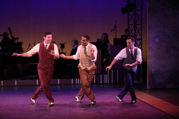 Jeremy Benton, Phillip Attmore, and Joseph Medeiros tap dance in Cheek to Cheek: Irving Berlin in Hollywood.