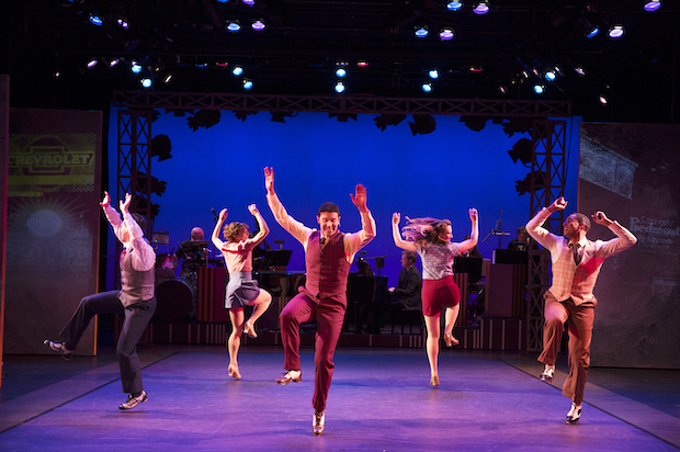Joseph Medeiros, Melanie Moore, Jeremy Benton, Kaitlyn Davidson, and Phillip Attmore dance in Cheek to Cheek: Irving Berlin in Hollywood at the York Theatre Company.