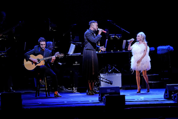 Josh Bryant, J. Harrison Ghee, and Kristin Chenoweth perform &quot;Mary, Did You Know?&quot; at the Metropolitan Opera.