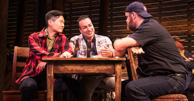 James Seol, Cesar Samayoa, and Paul Whitty in Come From Away on Broadway
