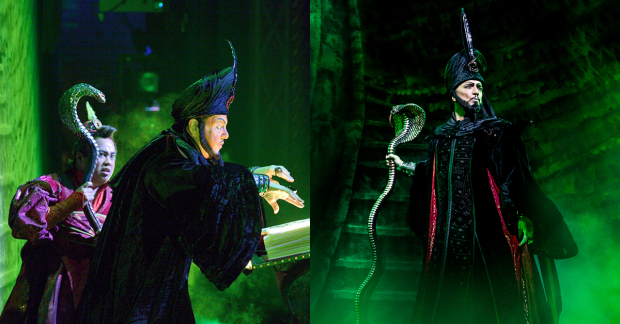 Jonathan Freeman as Jafar (left) and Dennis Stowe as Jafar (right)