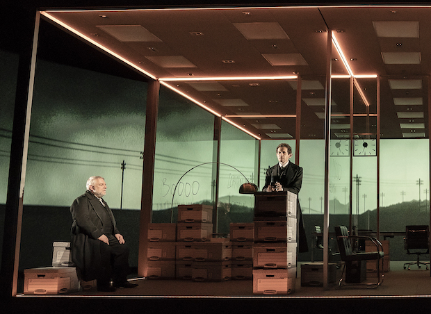 Simon Russell Beale and Adam Godley (pictured here at Park Avenue Armory) will reprise their roles in The Lehman Trilogy at the Ahmanson Theatre.