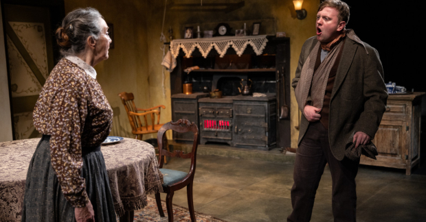 Sandra Shipley as Mrs. Gascoyne and Ciaran Bowling as her son Joe in The Daughter-in-Law.