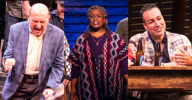 Joel Hatch, Q. Smith, and Caesar Samayoa in Come From Away on Broadway