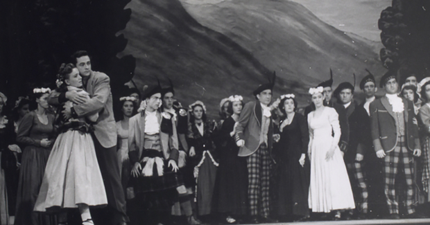 A scene from the original production of Brigadoon, which opened 75 years ago this month