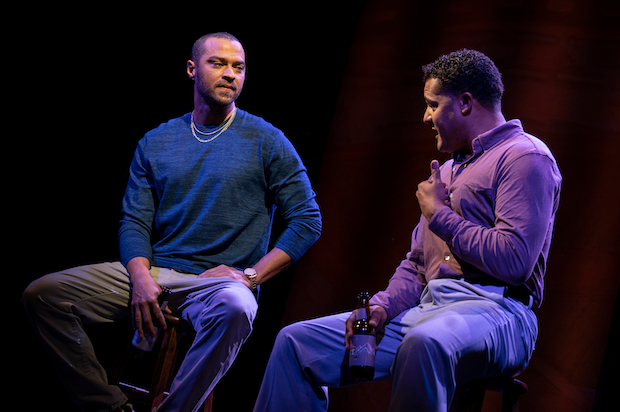 Jesse Williams plays Darren, and Brandon J. Dirden plays Davey in the Broadway revival of Take Me Out.
