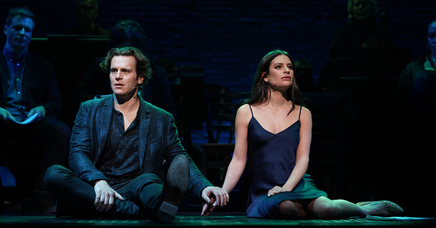 Jonathan Groff and Lea Michele in the Spring Awakening reunion concert.