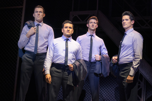 Jonathan Cable, Aaron De Jesus, CJ Pawlikowski, and John Rochette star in the off-Broadway production of Jersey Boys.
