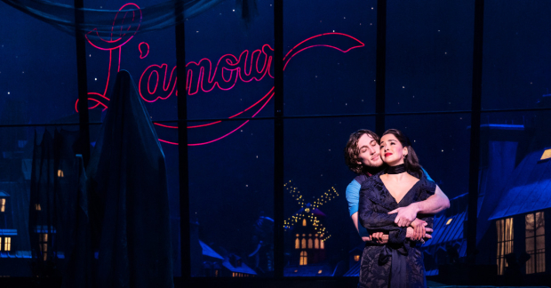 Conor Ryan as Christian and Courtney Reed as Satine in the North American tour of Moulin Rouge! The Musical.