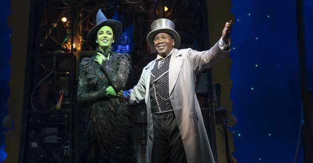 Talia Suskauer and Cleavant Derricks as Elphaba and the Wizard in the Wicked tour