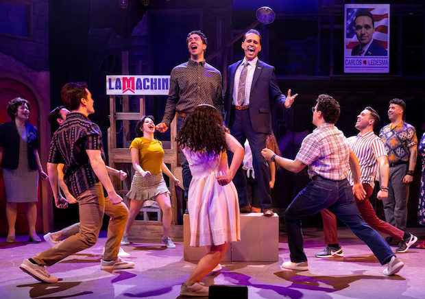 [Sean Ewing and Justin Figueroa appear in the second act of Americano! at New World Stages.