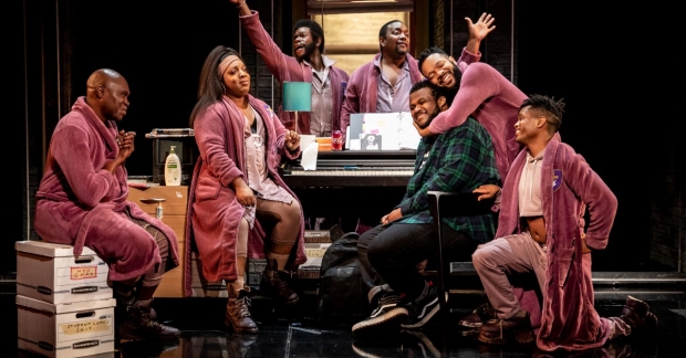 Jaquel Spivey and the cast of A Strange Loop on Broadway at the Lyceum Theatre.