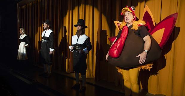 A scene from the Playwrights Horizons production of The Thanksgiving Play in 2018