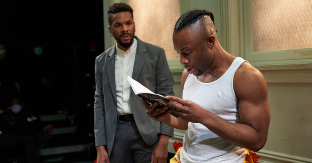 Biko Eisen-Martin as Mr. Isaiah, and Travis Raeburn as Bashir, in Donja R. Love&#39;s soft, directed by Whitney White at the Robert W. Wilson MCC Theater Space.
