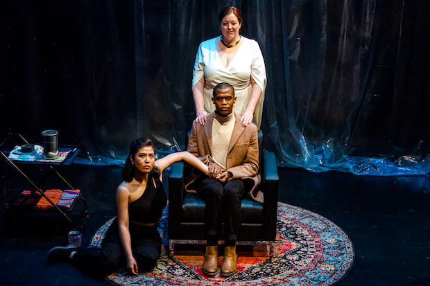Carolina Đỗ plays Electra, Jonathan Nathaniel Dingle-El plays Orestes, and Rachel McPhee plays Clytemnestra in The Refugees, written and directed by Stephen Kaliski, for Adjusted Realists at A.R.T./New York Theatres.